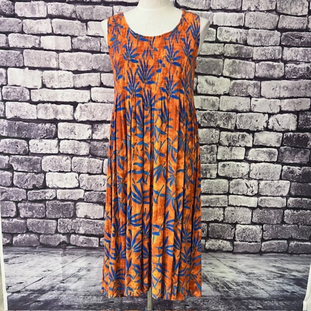 Mirror Image Orange & Blue Scoop Neck Dress/Cover Up Size L - Picture 2 of 10